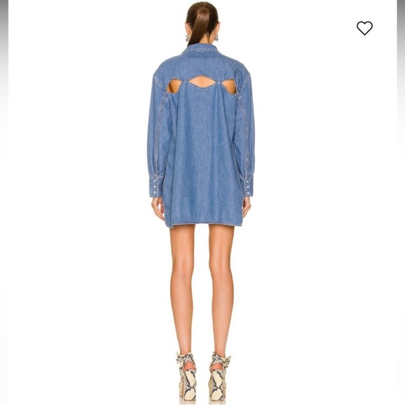 Ganni Blue Denim Shirt Dress with Back Cutouts - Picture 7 of 15